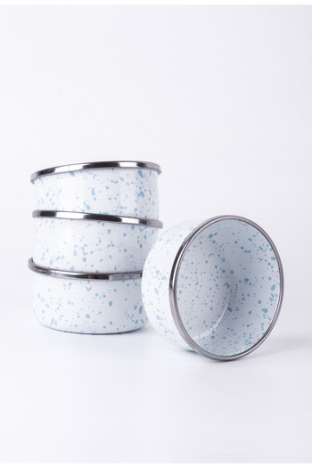 EMAYlab Speckles Enamel 4-Piece Bowl Set, Snack Bowl, Breakfast Bowl, Jam Bowl, Olive Bowl, Serving Bowl Set 8cm 200 ml