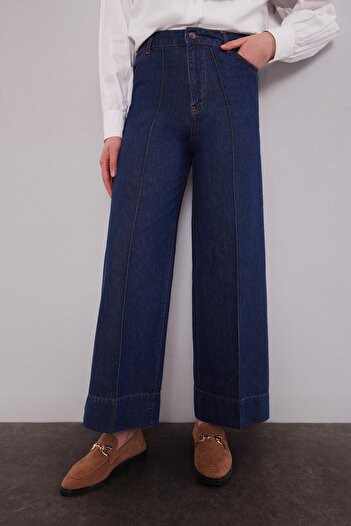 Levidor Mavi Paça Dikiş Detaylı Wideleg Jean