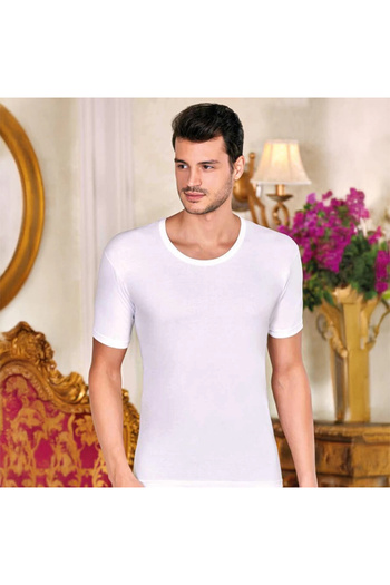 Berrak Men's White Open Collar Undershirt