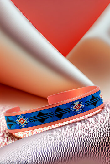 OSMANLI GÜMÜŞ Women's Copper Bracelet Ring Set - Zaira Model Special Edition Metal Box and Quartz Stone