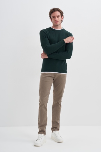 Cazador Slim Fit Cotonel Cotton Blend Vintage Crew Neck Sweater