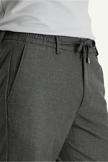 Kiğılı Beli Lastikli Bağcıklı Klasik Pantolon