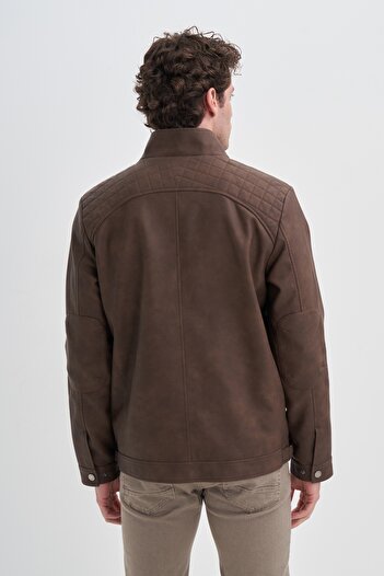 Cazador Slim Fit Vintage PU Δερμάτινο Παλτό Μικτής Κατασκευής