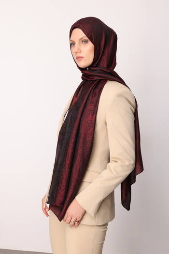 Mooncorn Black-Burgundy Shine Line Shawl