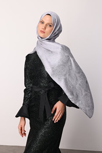 Mooncorn Vera Pattern Shine Line Shawl Gray-Grey