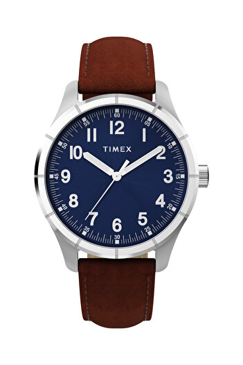 Timex Main Street 42mm Leather Strap Watch