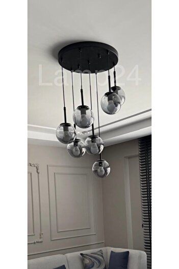 Lamp24 Neo Serisi 7'li Füme Glop Camlı Modern Avize