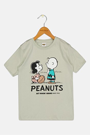 PEANUTS Kids Boy Short Sleeve Graphic Print T-shirt, Sage