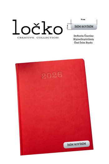locko Kişiye Özel Hediyelik Cilt 2026 Düz Sert Kapak Kırmızı Deri Haftalık Ajanda