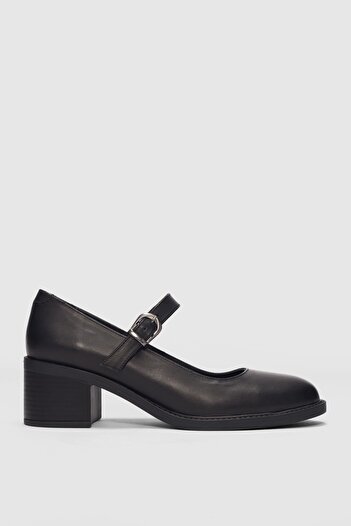 selinshoes Corlin Genuine Leather Adjustable Buckle Detailed Women's Shoes - Black