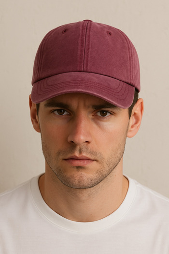 CosmoOutlet Unisex Claret Red Hat - Solid Color Washable, Adjustable Vintage Model on the Back