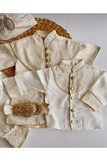 nevrankids Golden Belted Şehzade Baby Boy Circumcision Outfit Mevlütlük Circumcision Suit