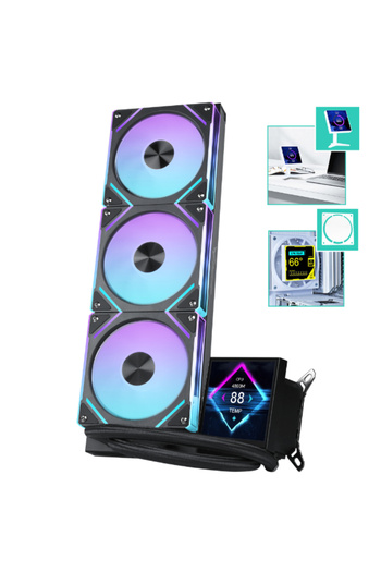 Thermo Raptor RT360 Liquid Cooler ARGB With Screen 4IN Magnetic With Stands - Black