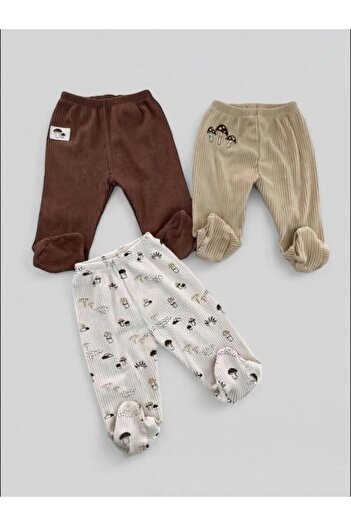 Necix's Mushroom Patterned 100% Cotton Booties Bottom 3-Piece Set
