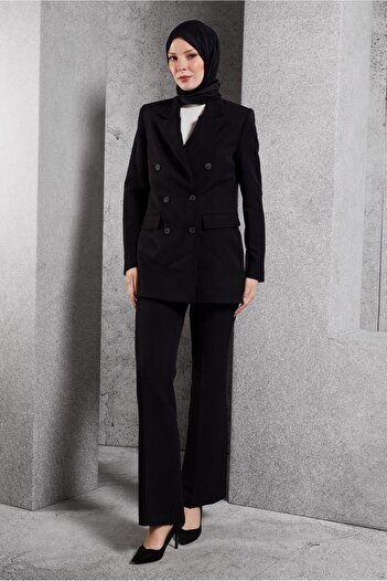 Alvina Double-Breasted Collar Trousers Suit 30509