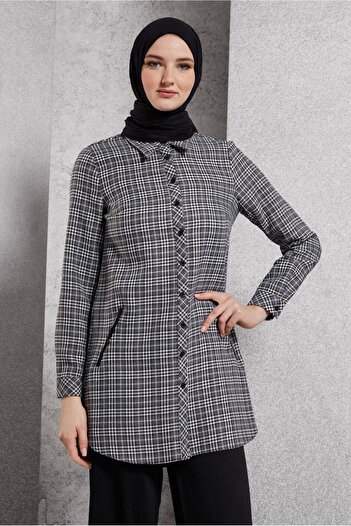 Alvina 45165 Model Plaid Patterned Tunic
