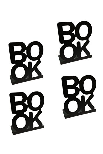 VENON 4 Pcs Black Book Holder Book Metal Book Support Home and Office Decorative Accessory Bookshelf Organizing