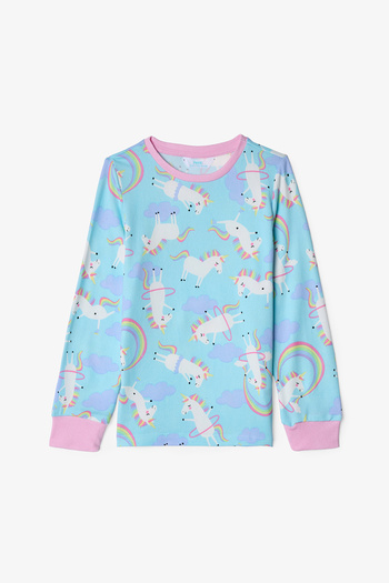Penti Light Blue Girl's Unicorn Patterned Pajama Set