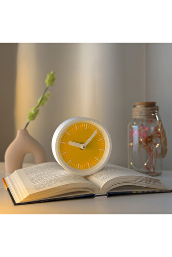 OEM Desk clock, silent, 11 cm, yellow, 3D printed from PLA (Bioplastic) (1022)