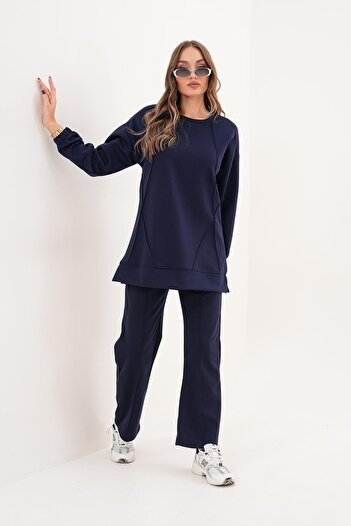 WestBound Women's Sportswear Crew Neck Casual Sport Set Dark Blue 717