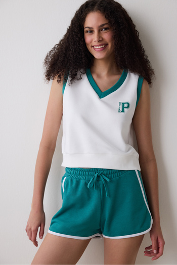 Penti Green Elastic Side Stripe Retro Shorts