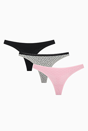 Penti Sweet Heart Cotton 3 τεμαχίων Pointel πολύχρωμο στρινγκ εσώρουχο