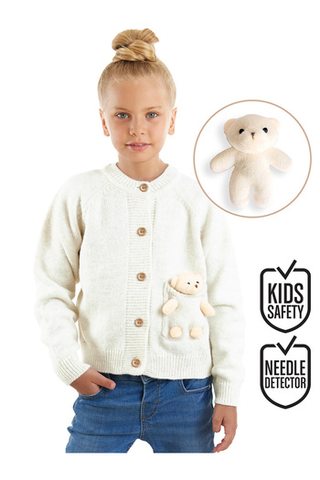 Denokids Πλεκτό Παιδικό Πλεκτό Κοριτσίστικο Ζακέτα με Παιχνίδια