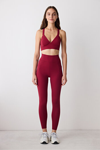 Penti Burgundy Back Detail Bruna Sports Bra - Saude Collection