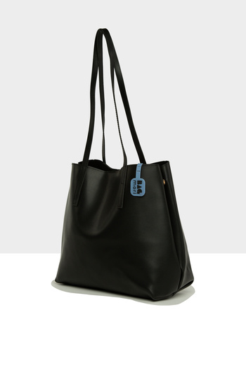 Bagmori Black Women's Side Snap Thin Strap Tote Bag M000008663