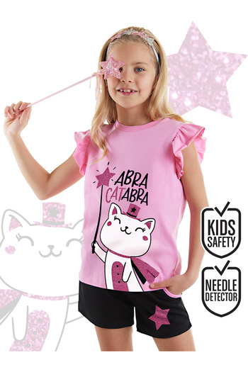 Denokids Abra Catabra Rüschen-Sommer-T-Shirt-Shorts-Set für Mädchen