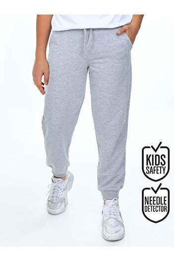 Denokids Unisex Mädchen Junge Grau Melange Basic Jogginghose