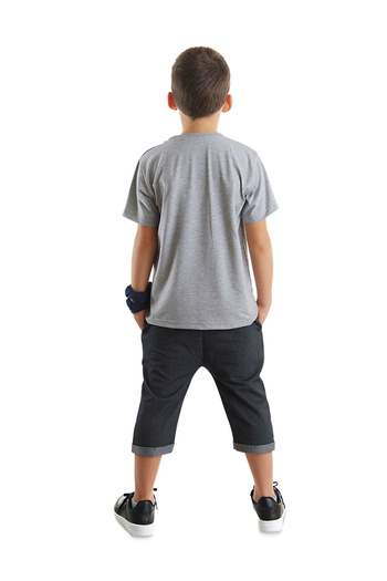 MSHB&G Cool Animals Schwarzes Jungen-Sommer-T-Shirt-Capri-Shorts-Set