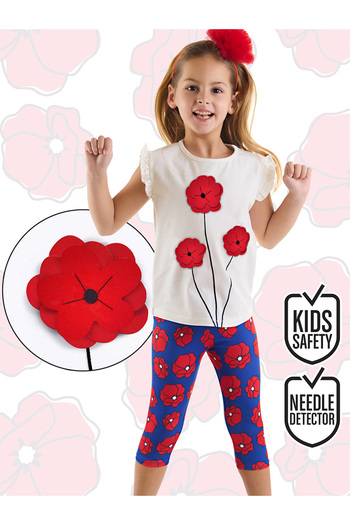 MSHB&G Rüschen-Set mit rotem Mohnblumen-Sommer-T-Shirt und Leggings für Mädchen