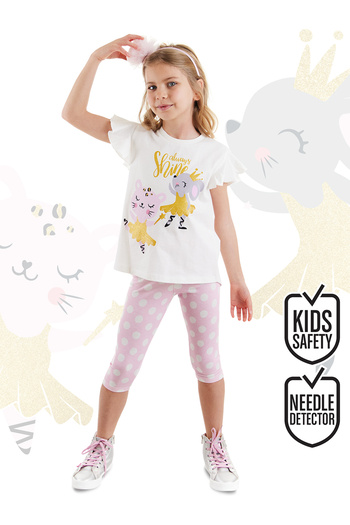 Denokids Ballerina-Tiere, gerüschtes, gepunktetes Mädchen-Sommer-T-Shirt-Leggings-Set