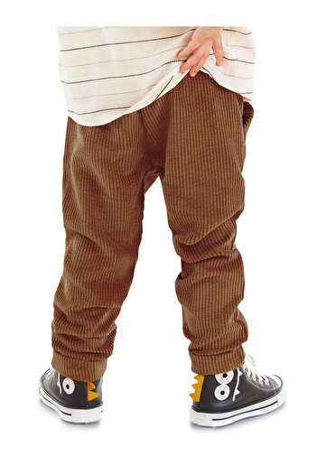 Denokids Boy's Corduroy Mustard Elastic Trousers