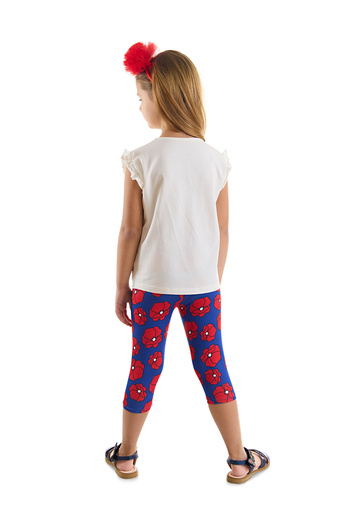 MSHB&G Rüschen-Set mit rotem Mohnblumen-Sommer-T-Shirt und Leggings für Mädchen