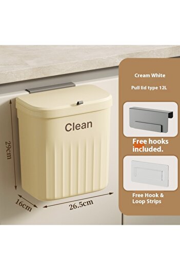Choice 12L Beige 8.5/12L Hanging Trash can For Kitchen Cabinet Door Wall Mounted Recycling Garbage Basket w