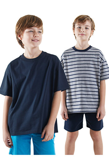 Denokids Basic Oversize-T-Shirt für Jungen im 2er-Pack