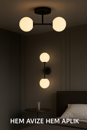 VENON Fiesta Glop White Glass Sconce Black Wall Lamp Modern Retro for Bedroom-Bedside-Bathroom