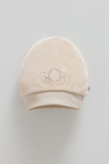 DIGERUI Middle Castle Embroidered Girls' Velvet Beret Beige