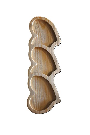 OEM Serving tray with 3 hearts, made of pine wood, natural