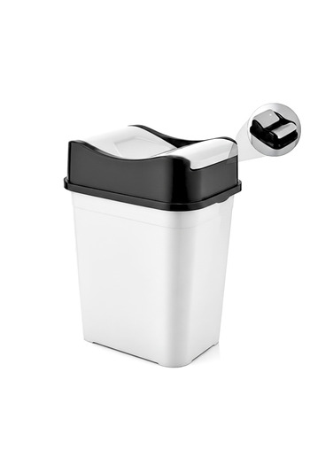 Köken Trash can, 22L, with hinged lid, kitchen, bathroom, office trash can, compact, Plastic, Gray-black
