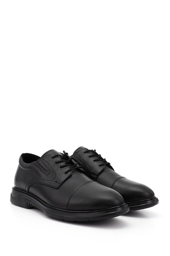 GÖNDERİ(R) Men's Black Lace-Up Genuine Leather Classic Shoes