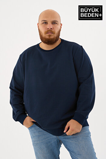 Superlife Erkek Büyük Beden Bisiklet Yaka İnce Sweatshirt – Regular Fit %64 Pamuklu SPR26BSW956