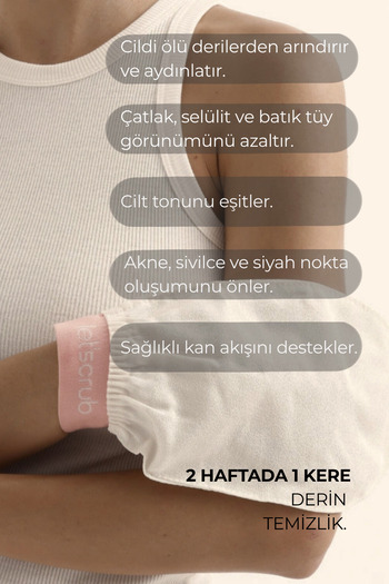LET'SCRUB 1 Adet Ekru Banyo Duş Kesesi Peeling Eldiveni %100 Floş Ipek Normal Ciltler Için