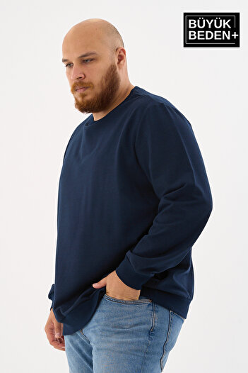 Superlife Erkek Büyük Beden Bisiklet Yaka İnce Sweatshirt – Regular Fit %64 Pamuklu SPR26BSW956