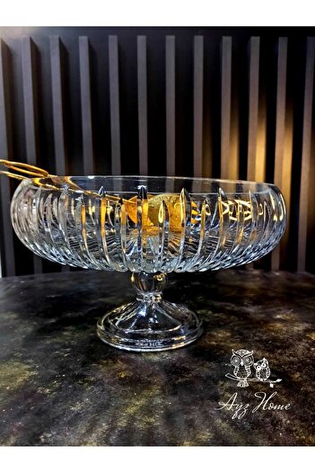 AYZ HOME Cut Crystal Round Standing Presentation Bowl 28 Cm Salad Presentation Bowl