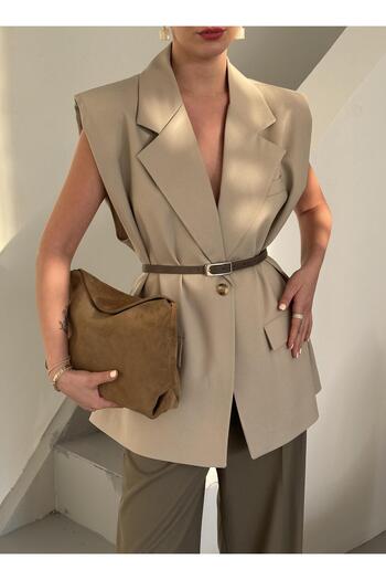 Laluvia Stone Belted Vest