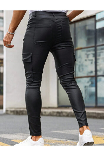 SHEIN MANFINITY faux leather trousers, black