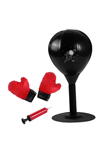 dalimag Sac de box de birou Fokelyi cu minge de box, bază cu ventuză, negru, pentru antrenament acasă